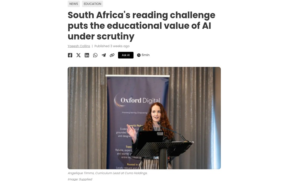 IOL coverage: South Africa’s reading challenge puts the educational value of AI under scrutiny